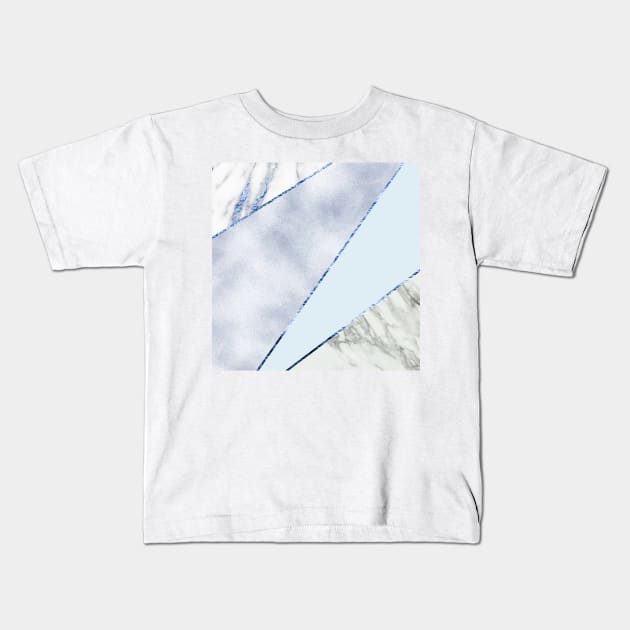 Elegant navy with grey marble Kids T-Shirt by marbleco